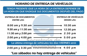 Horario entrega de vehiculos