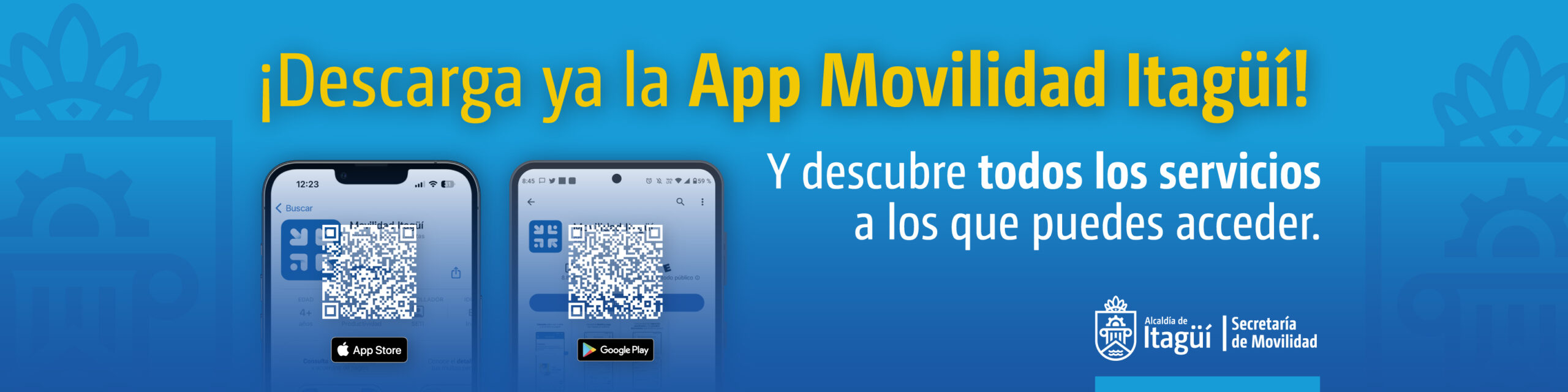 Descarga la App Movilidad Itagüí en Android y Apple y Descubre todos los servicios a los que puedes acceder.