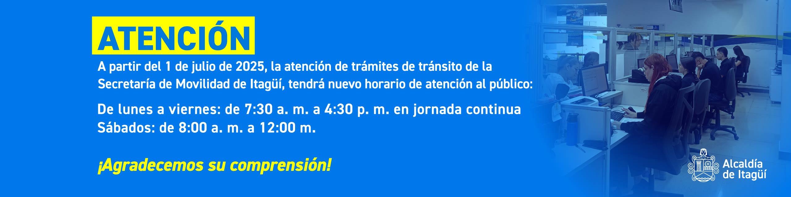 Nuevos horarios Secretaría de Movilidad de Itagüí