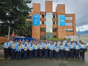 Patrulleritos de Itagüí, en la sede principal de la Secretaría de Movilidad